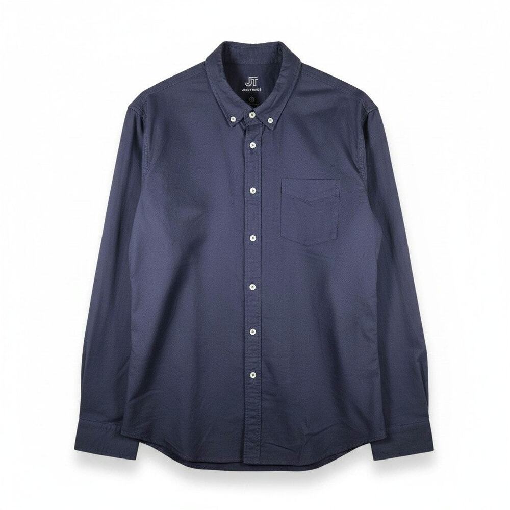 Jackthreads Long Sleeve Button Down Shirt Navy Blue XL Minimalist Preppy Career